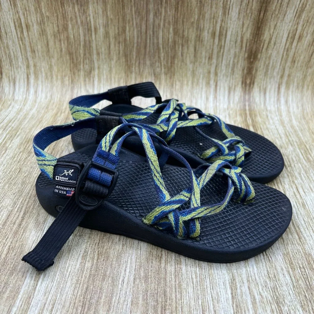 Chaco ZX/2 Sandals Women's Size 6 Black Yellow National Park Foundation Toe Loop